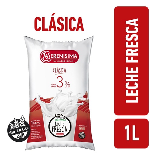 [7793940448003] La Serenisima Leche Fresca Entera 3% 1L